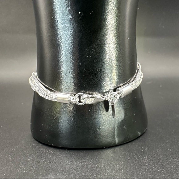 925 Sterling Silver Plated Five-Strand Heart Charm Bracelet – Adjustable - Picture 15 of 17